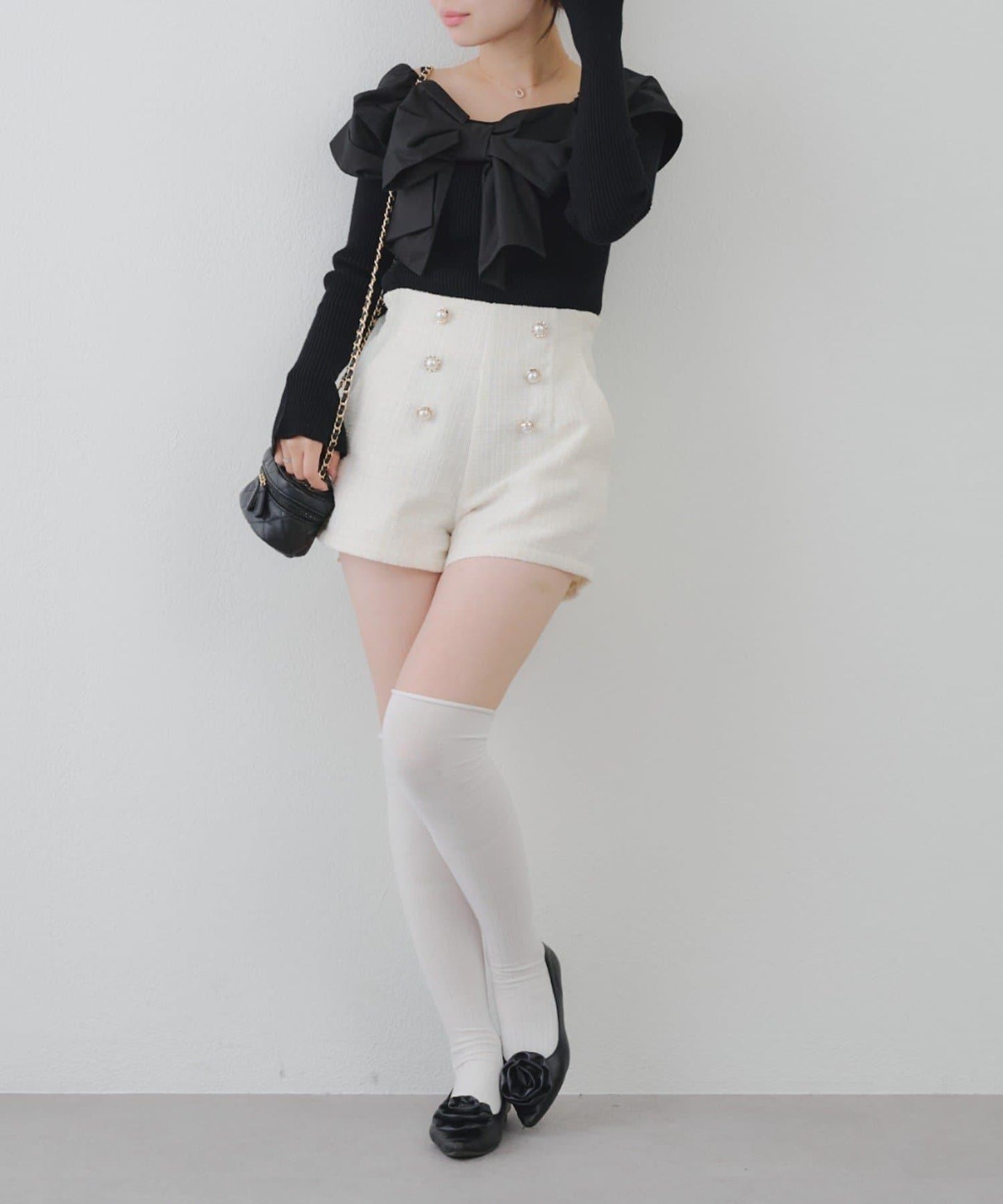 【套裝可搭配】金色紐扣粗花呢短褲