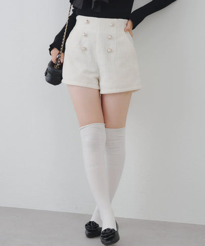 【套裝可搭配】金色紐扣粗花呢短褲