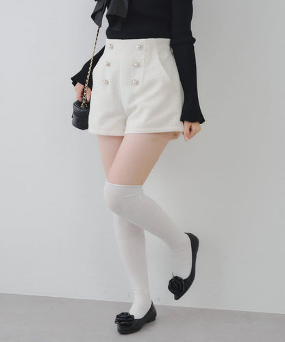 【套裝可搭配】金色紐扣粗花呢短褲