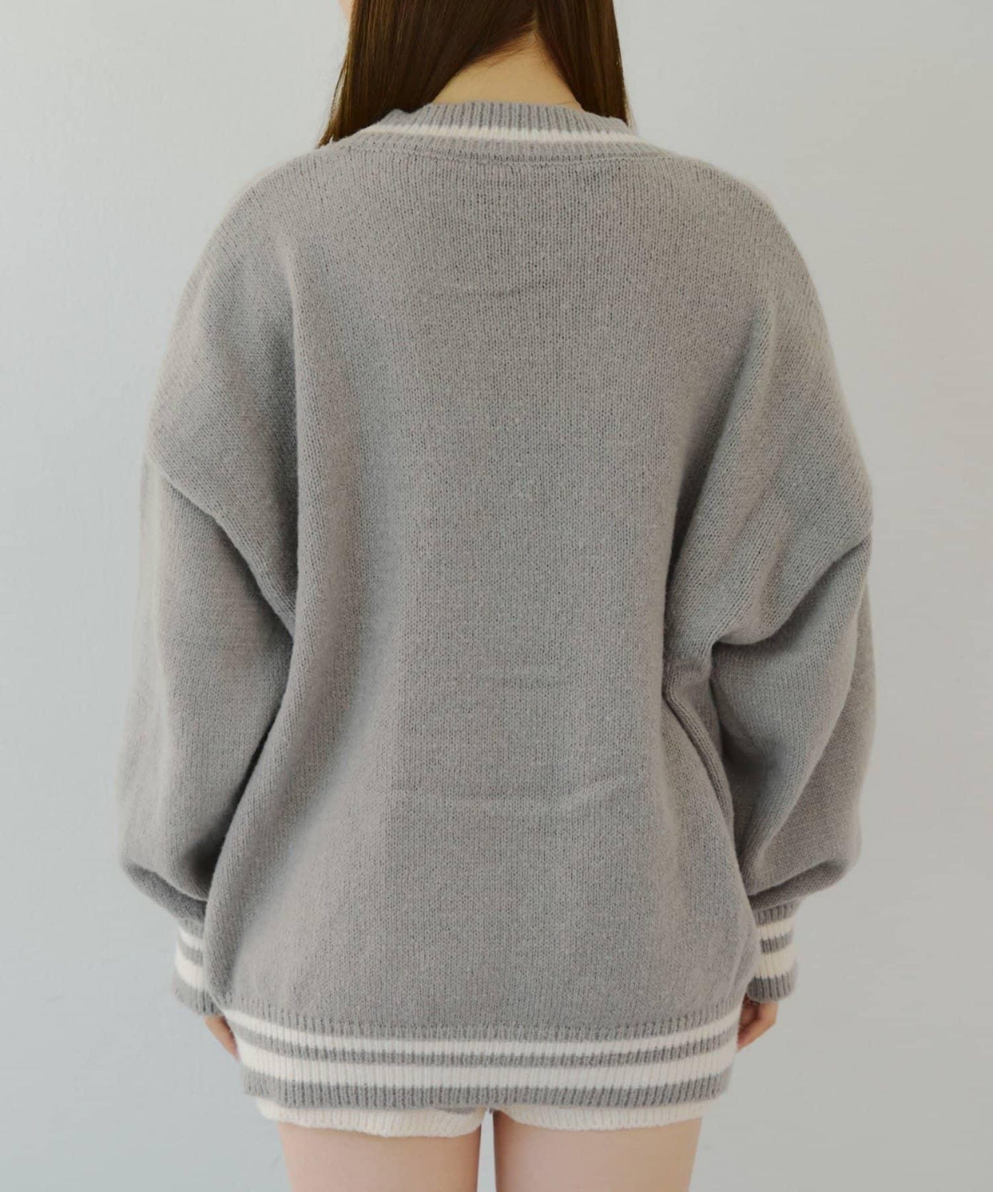 【套裝】拉鍊開衫&針織長褲套裝