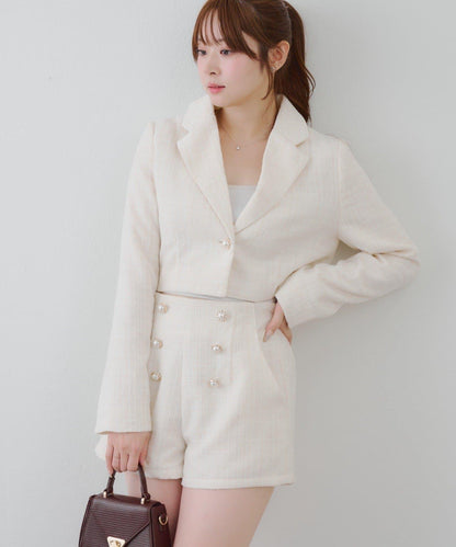 【套裝可搭配】金色紐扣粗花呢短褲