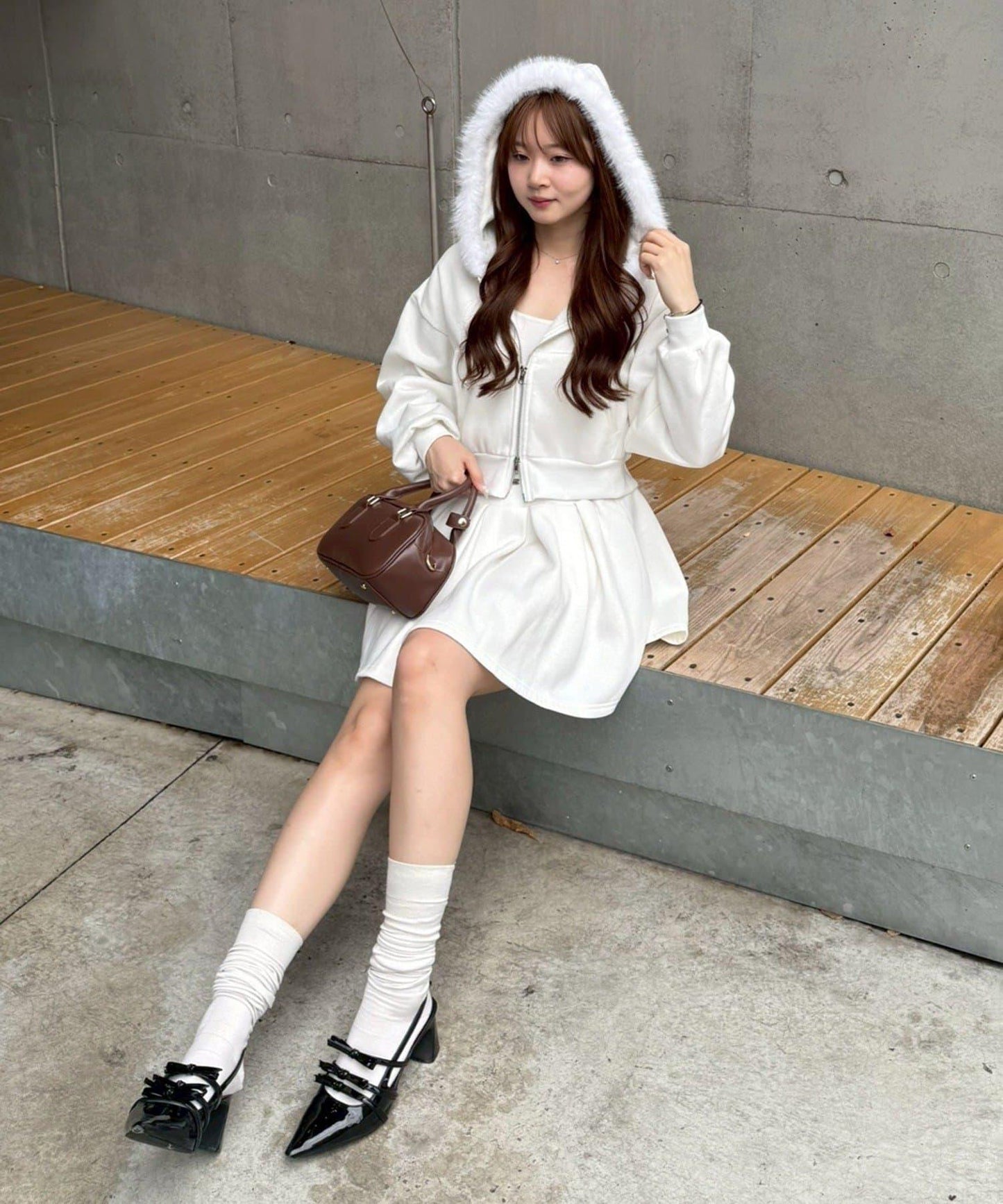 【上下套裝】毛絨連帽衫套裝