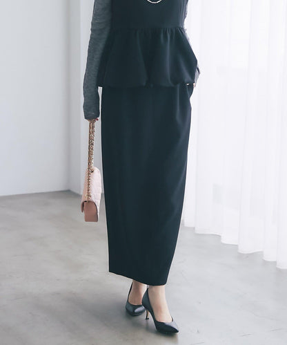 雙層斜紋窄版長裙