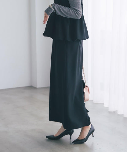 雙層斜紋窄版長裙