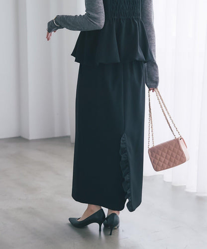 雙層斜紋窄版長裙