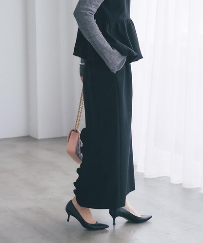 雙層斜紋窄版長裙