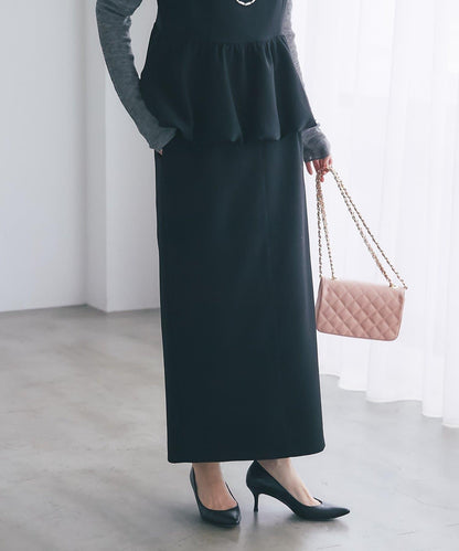 雙層斜紋窄版長裙