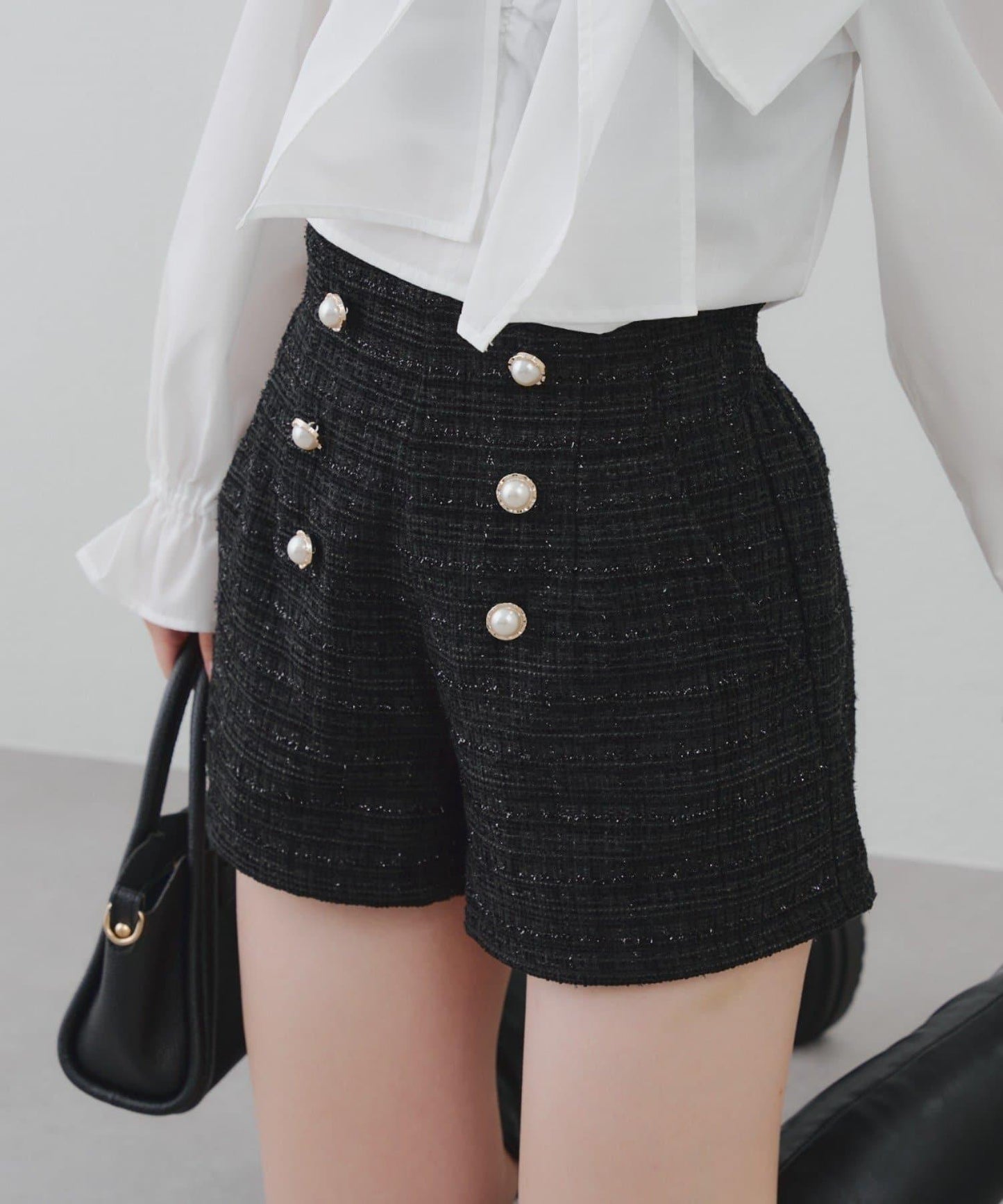 【套裝可搭配】金色紐扣粗花呢短褲