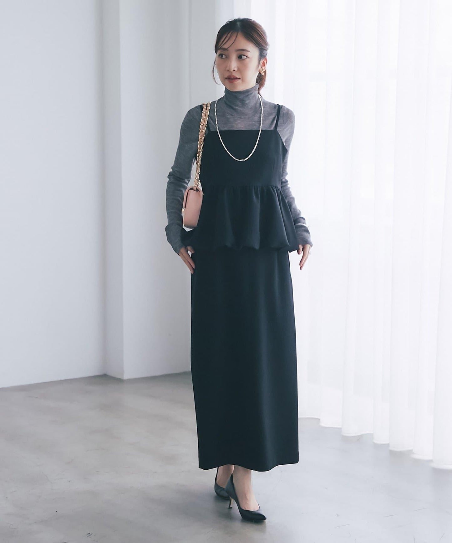 雙層斜紋窄版長裙