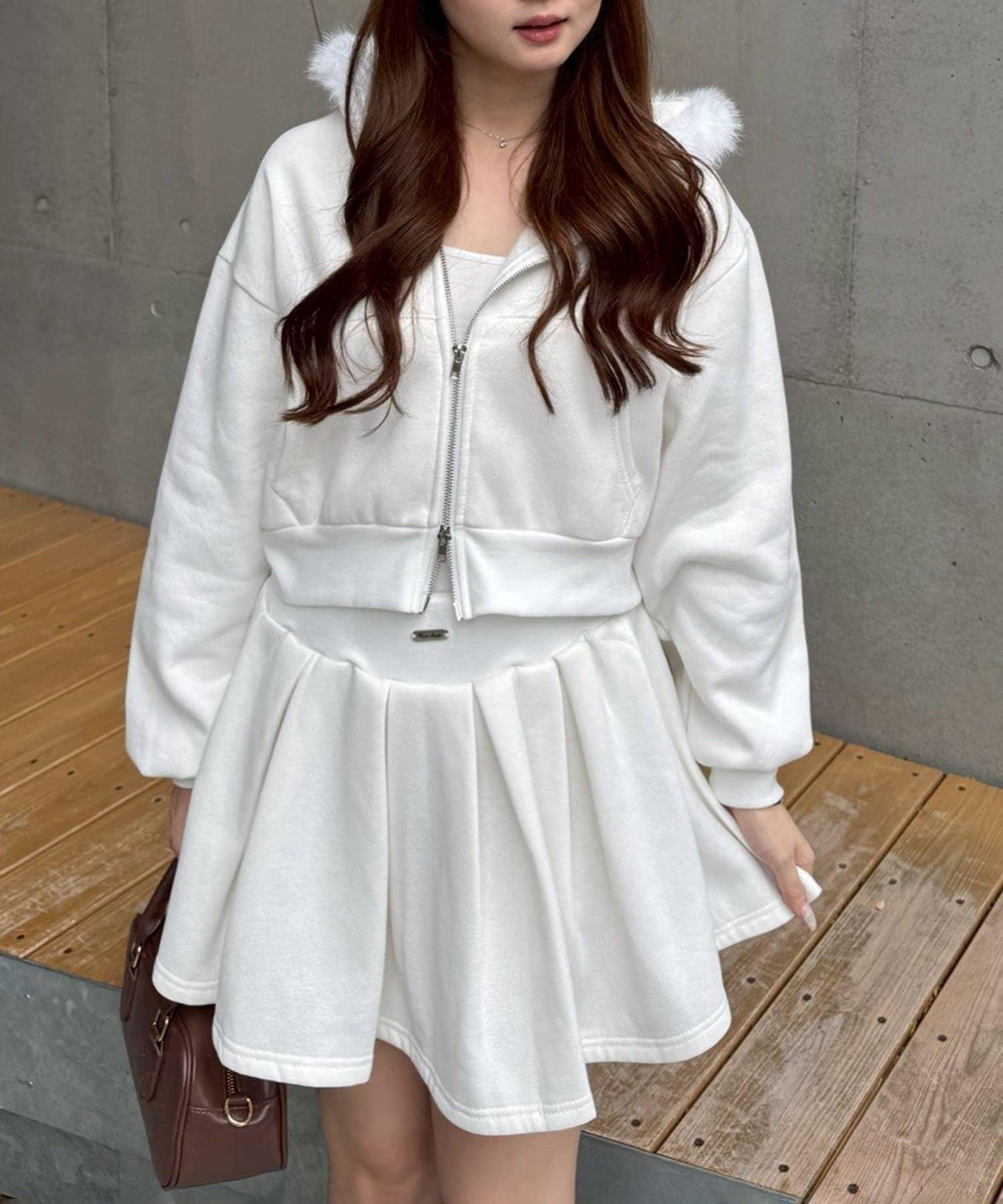 【上下套裝】毛絨連帽衫套裝