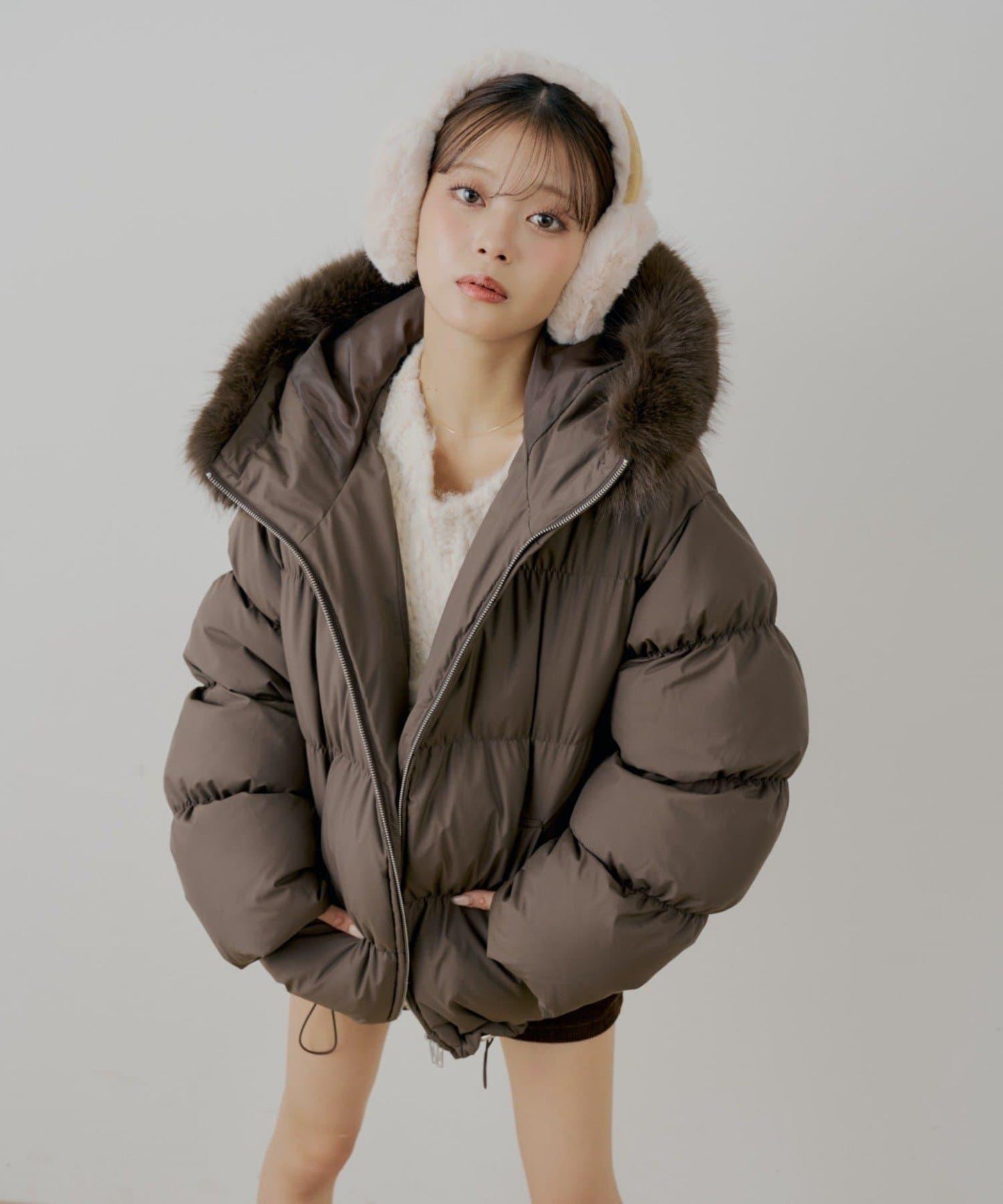 【贈品活動對象】可拆卸毛絨中長款寬鬆棉服