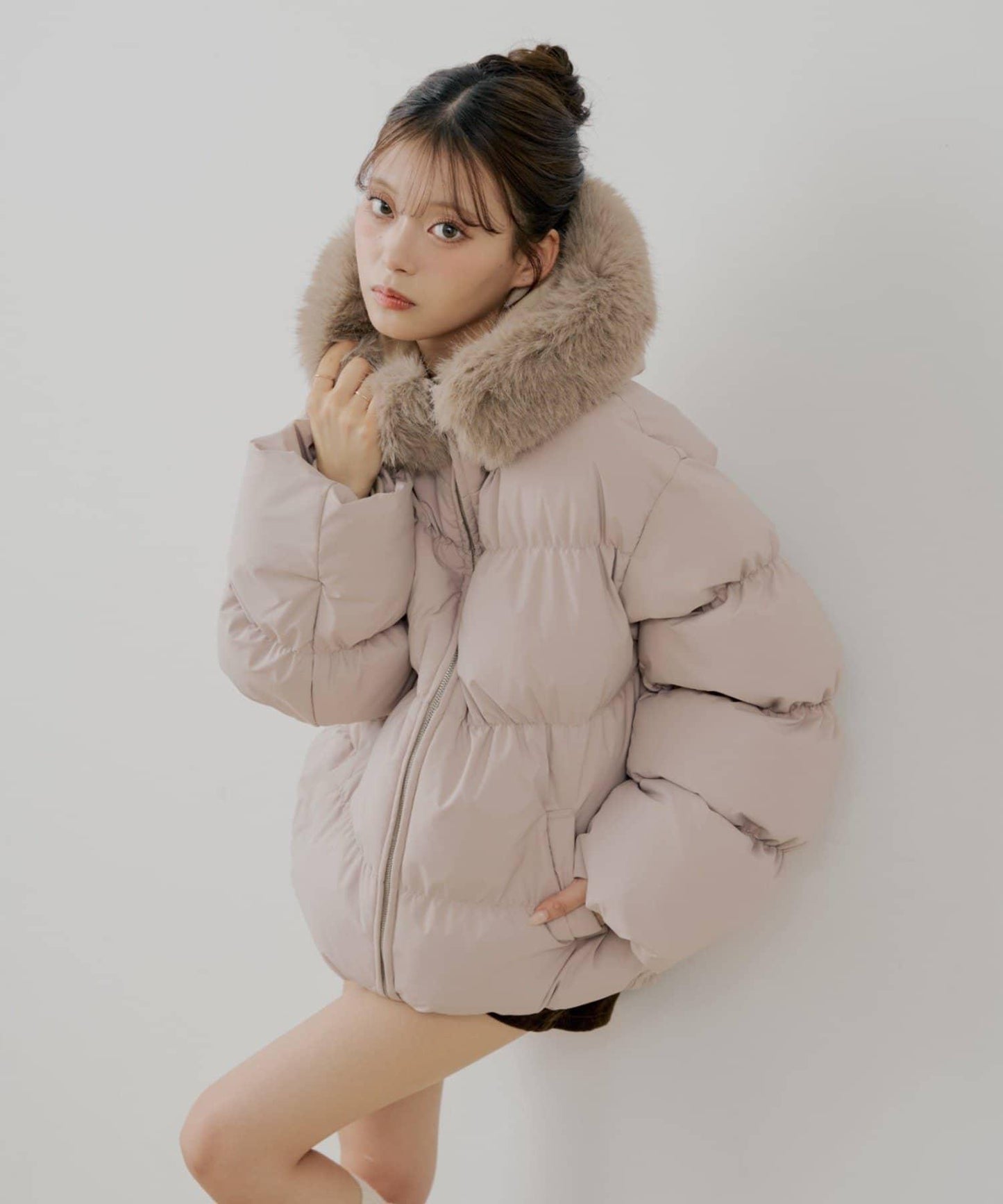 【贈品活動對象】可拆卸毛絨中長款寬鬆棉服