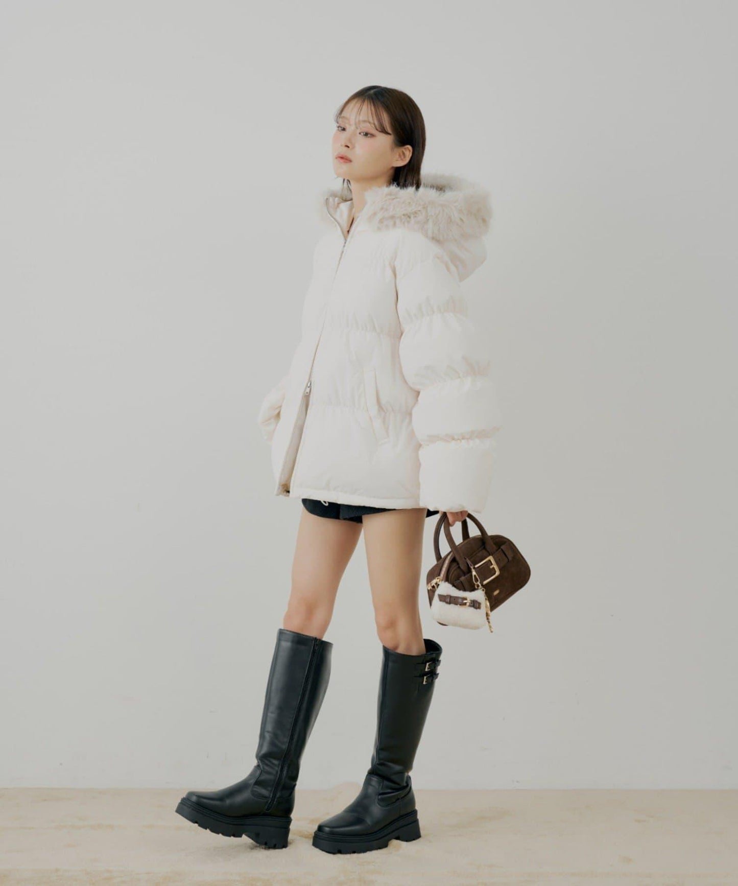 【贈品活動對象】可拆卸毛絨中長款寬鬆棉服