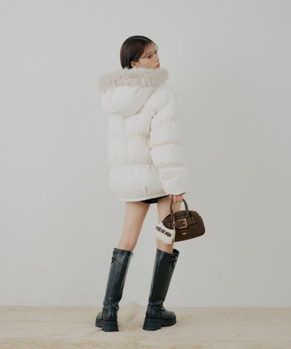 【贈品活動對象】可拆卸毛絨中長款寬鬆棉服