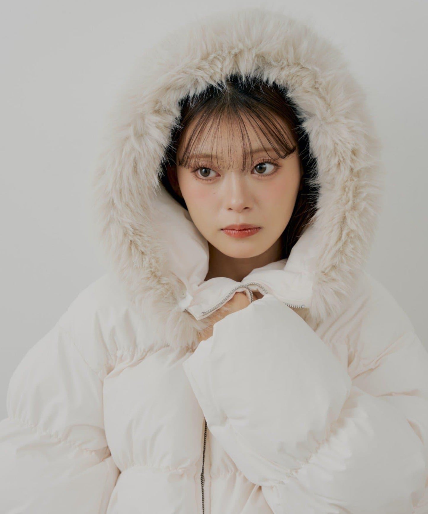 【贈品活動對象】可拆卸毛絨中長款寬鬆棉服