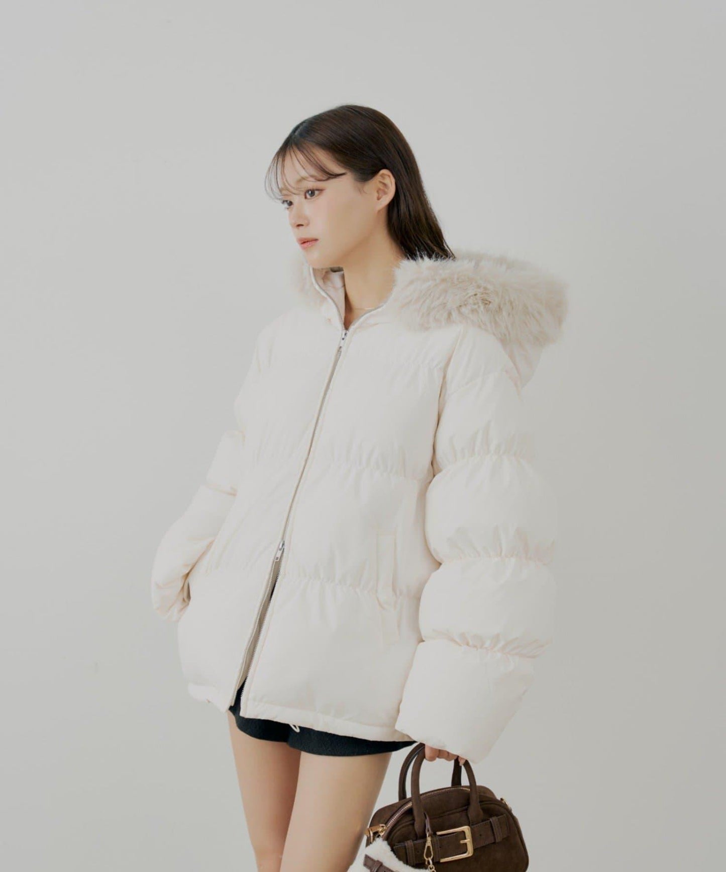 【贈品活動對象】可拆卸毛絨中長款寬鬆棉服