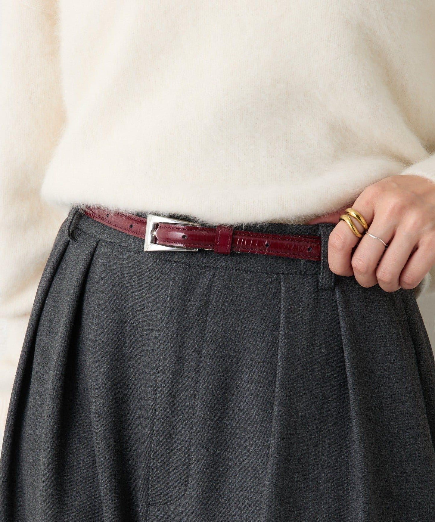 【優雅光澤感】漆皮腰帶