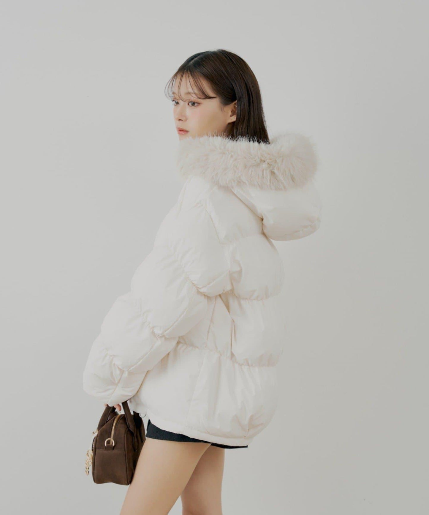 【贈品活動對象】可拆卸毛絨中長款寬鬆棉服