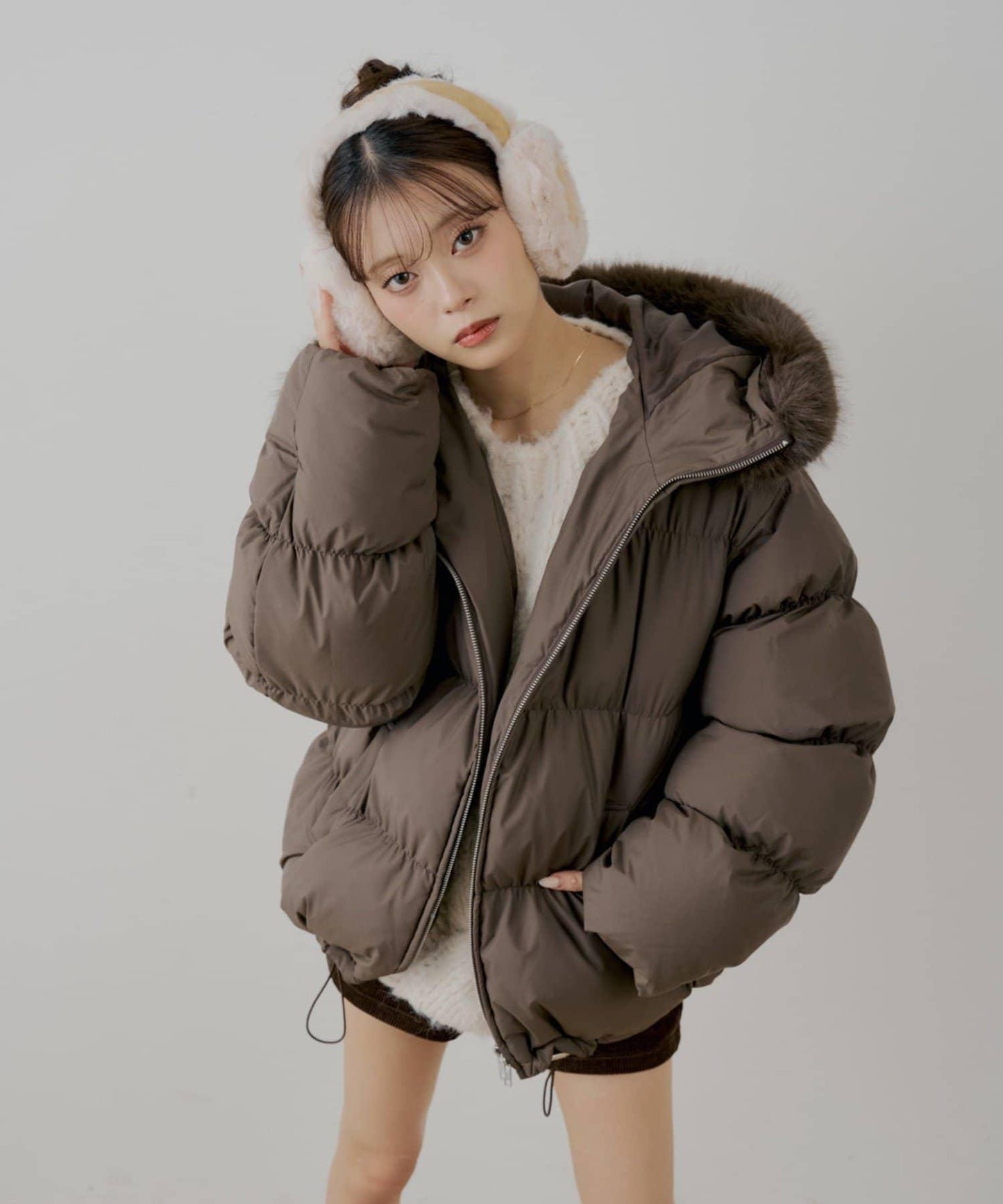 【贈品活動對象】可拆卸毛絨中長款寬鬆棉服