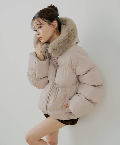 【贈品活動對象】可拆卸毛絨中長款寬鬆棉服