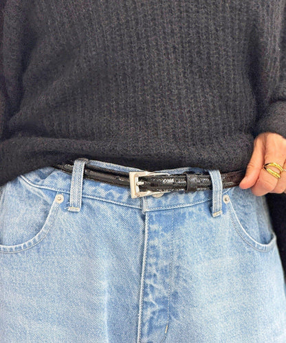 【優雅光澤感】漆皮腰帶