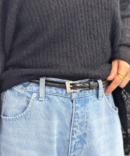 【優雅光澤感】漆皮腰帶