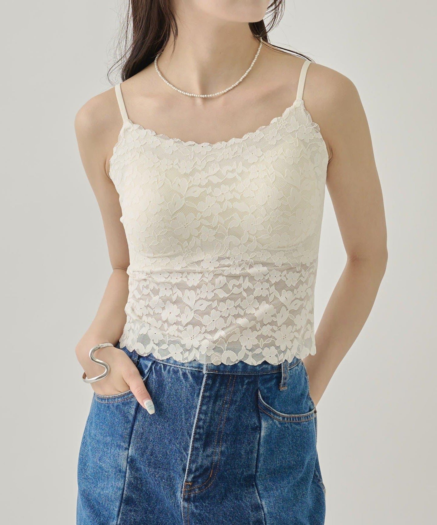 帶胸墊蕾絲吊帶背心