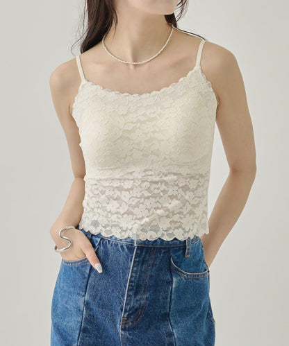 帶胸墊蕾絲吊帶背心