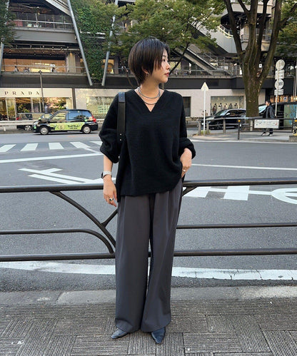 【與網紅@tsuru00聯名】【人氣飆升！】3褶西裝休閒褲