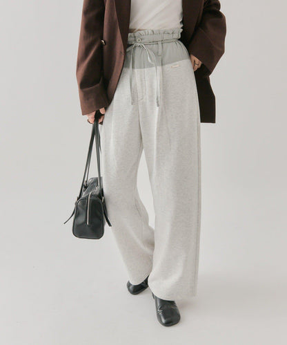 高腰拼接休閒褲