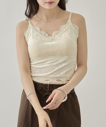 帶胸墊天鵝絨吊帶背心