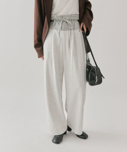 高腰拼接休閒褲