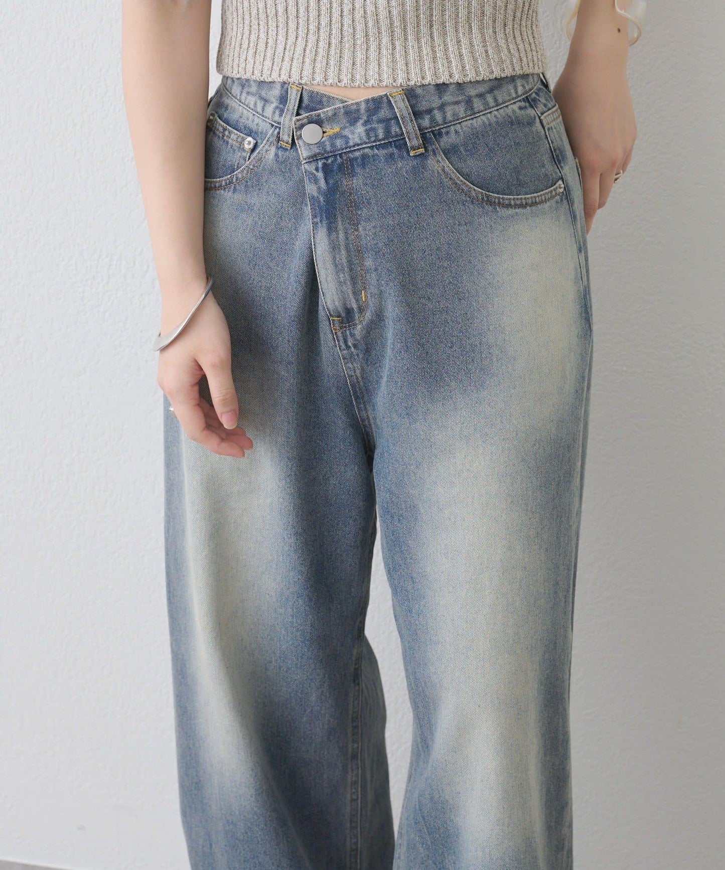 剪裁做舊牛仔布