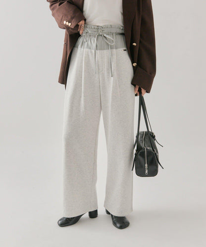 高腰拼接休閒褲