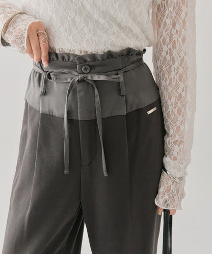 高腰拼接休閒褲