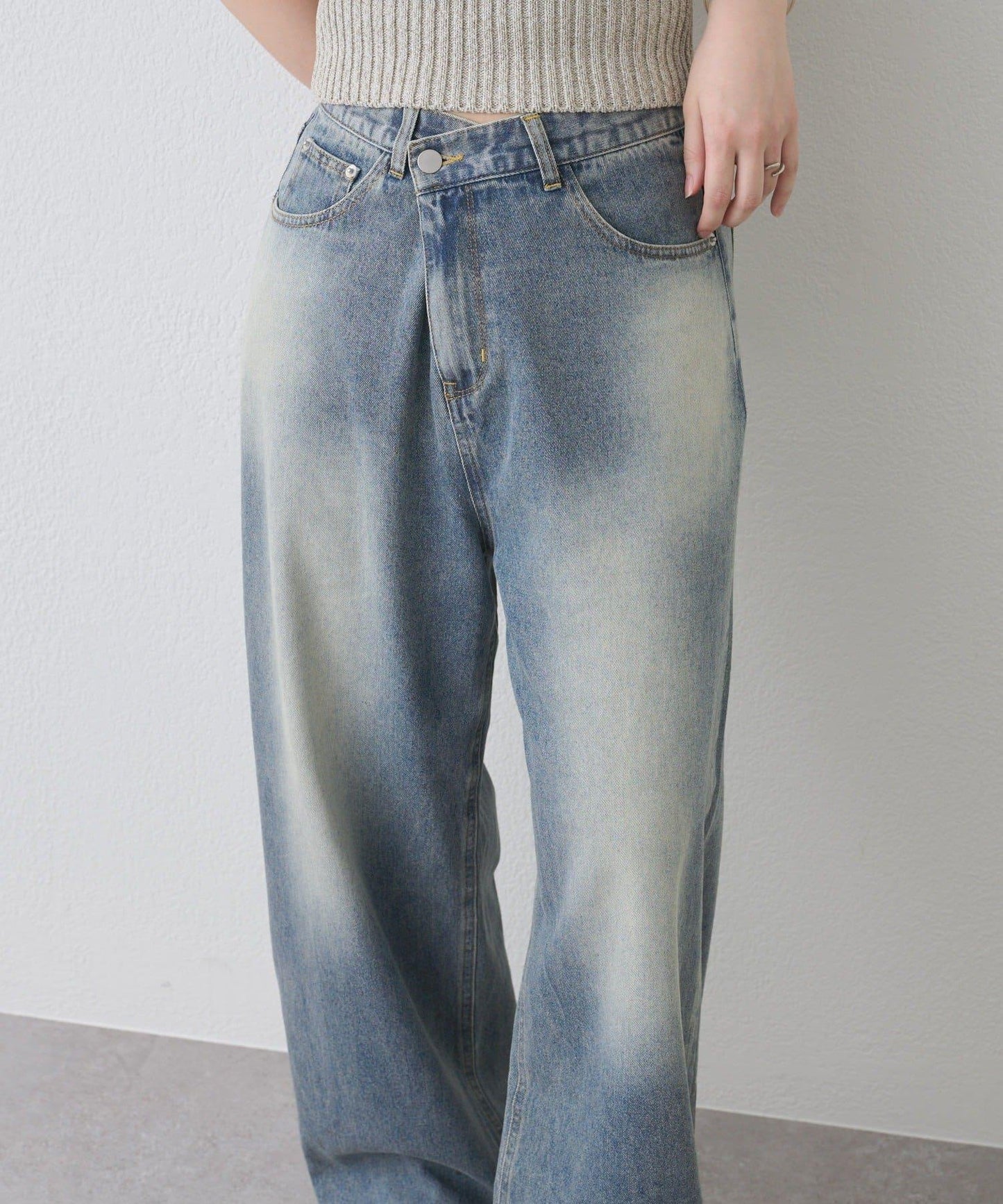 剪裁做舊牛仔布