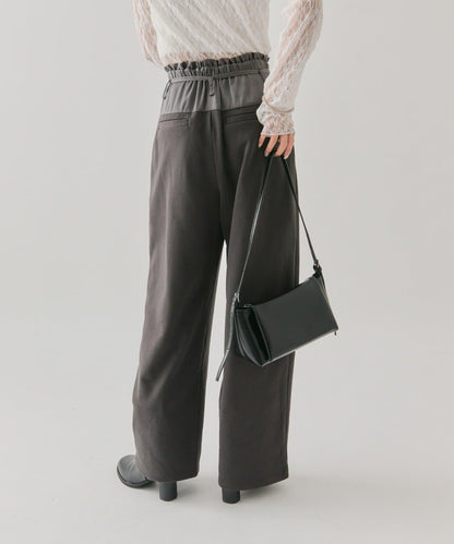 高腰拼接休閒褲