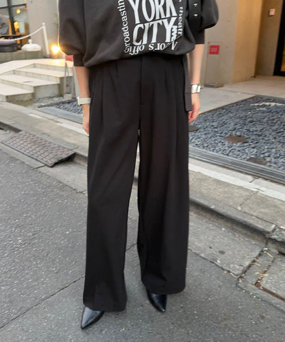 【與網紅@tsuru00聯名】【人氣飆升！】3褶西裝休閒褲