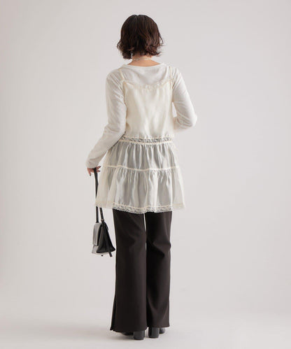 透視蕾絲吊帶長款上衣