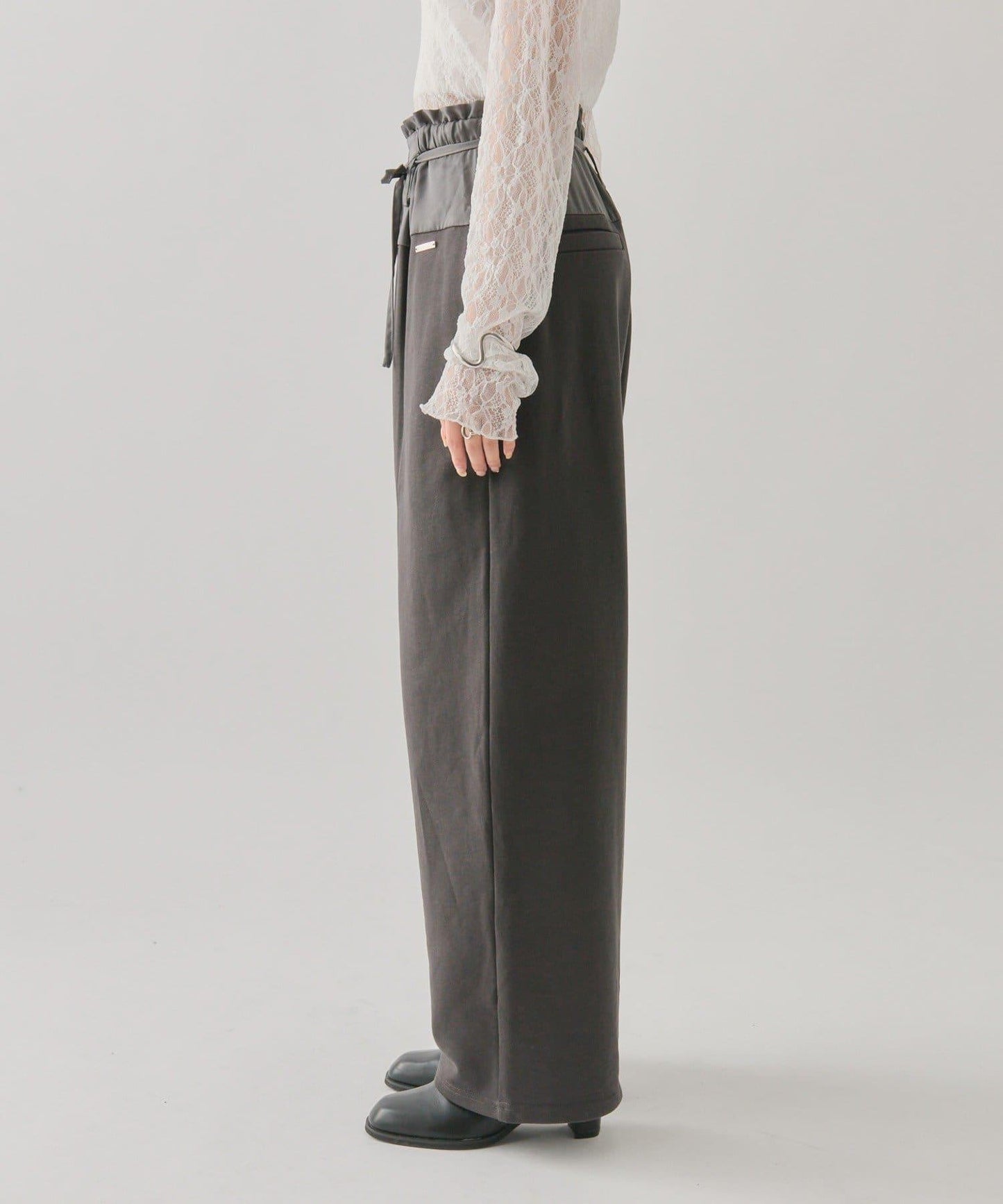 高腰拼接休閒褲