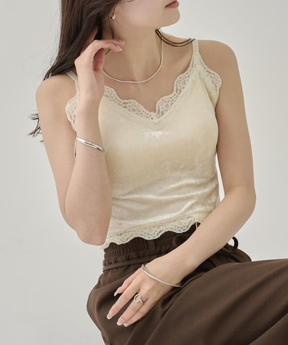 帶胸墊天鵝絨吊帶背心