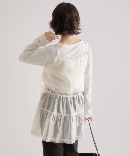 透視蕾絲吊帶長款上衣