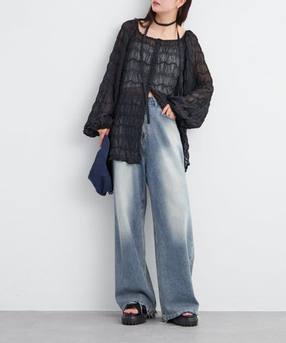 剪裁做舊牛仔布