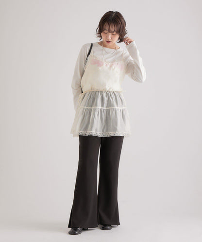 透視蕾絲吊帶長款上衣