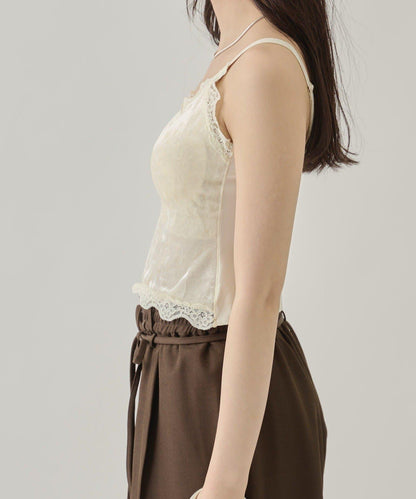 帶胸墊天鵝絨吊帶背心