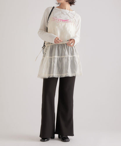 透視蕾絲吊帶長款上衣