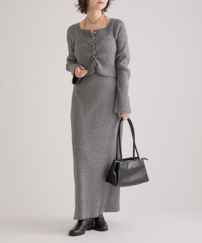 附針織背心連衣裙