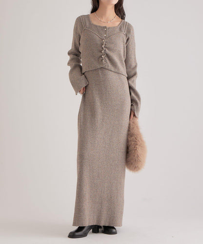 附針織背心連衣裙