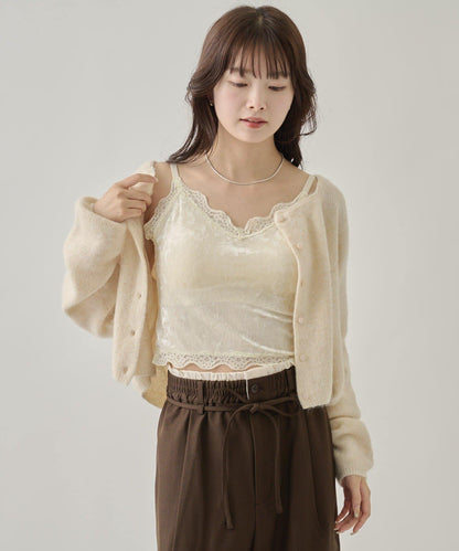 帶胸墊天鵝絨吊帶背心