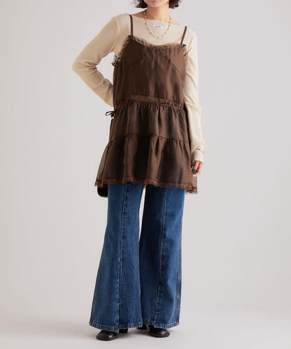 透視蕾絲吊帶長款上衣